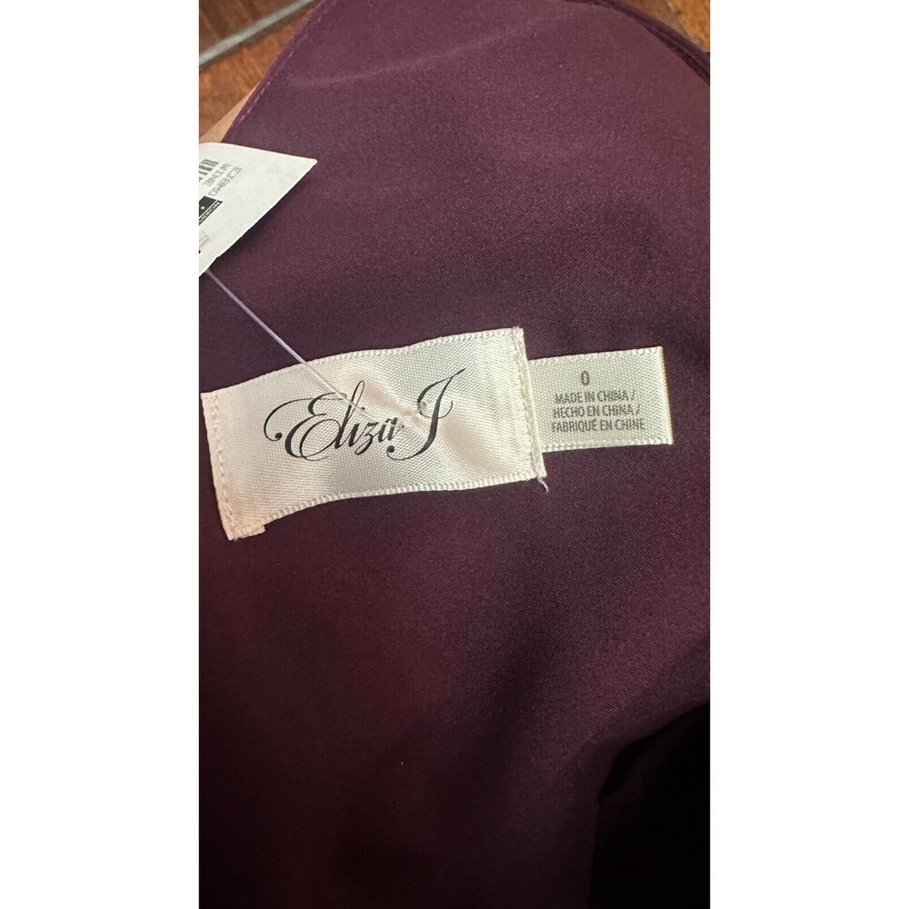 Eliza J NWT Cascading Ruffle Gown Wine Purple Size 0 Sleeveless Maxi Pleated - Picture 4 of 4